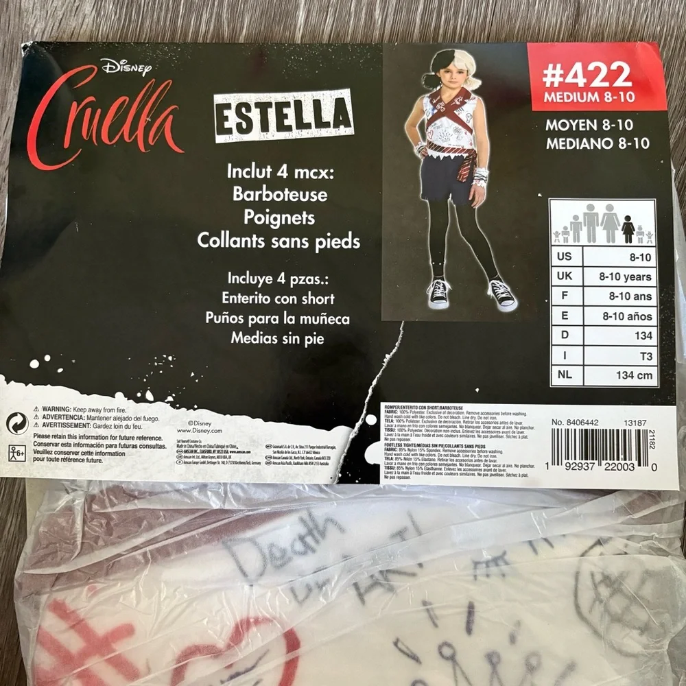 Disney Cruella Kids Costume - Black, White, Red